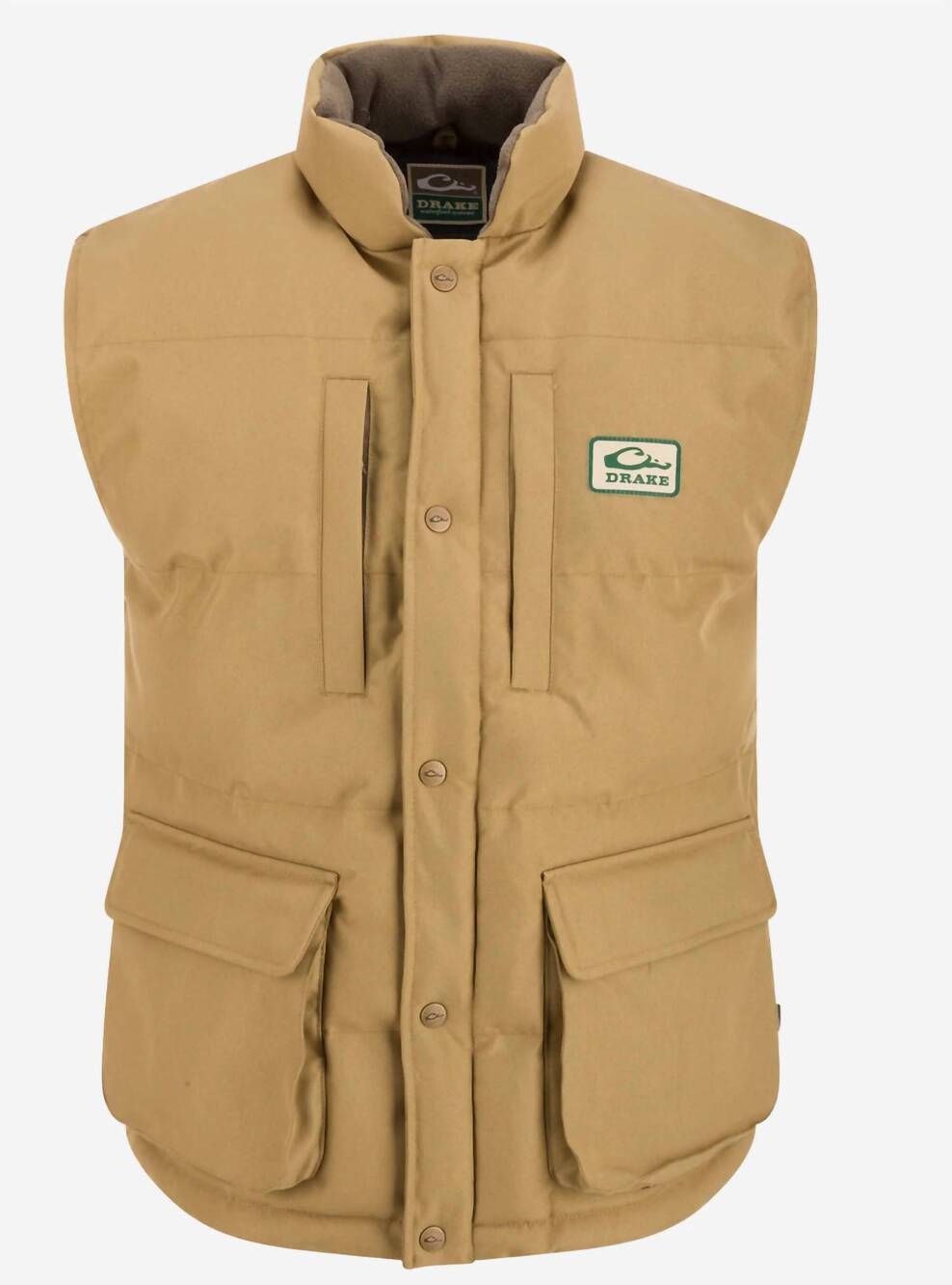 NEW DRAKE men's throwback 80 featherless puffer vest in tan